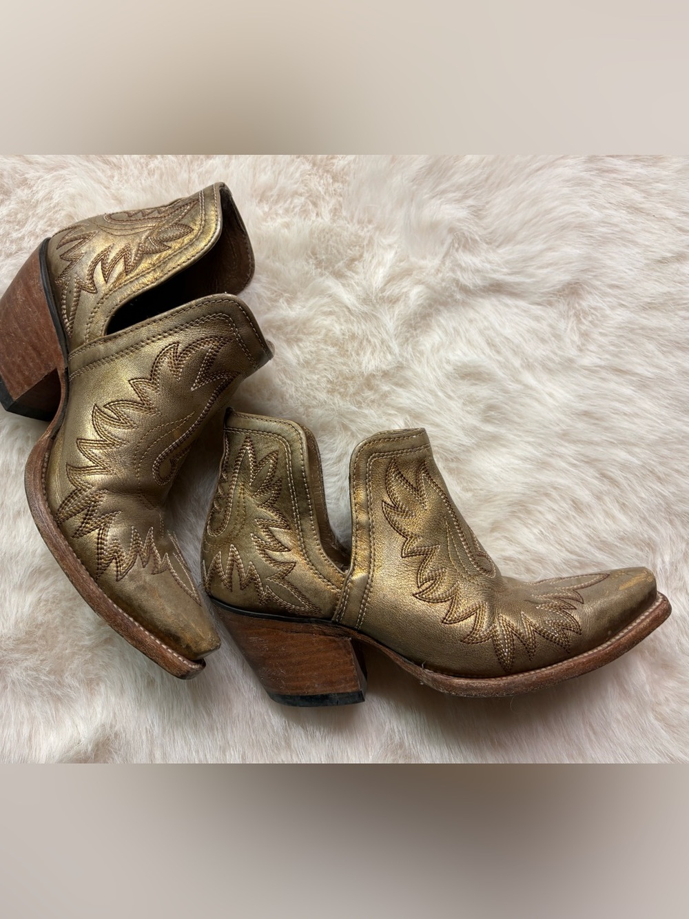 Ariat Metallic Gold Western Cutout Ankle Boots